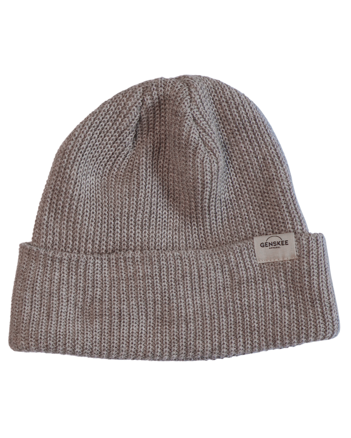 Knit beanie in taupe, grey, unisex toque, gender neutral, made in canada, made of cotton - Genskee Apparel