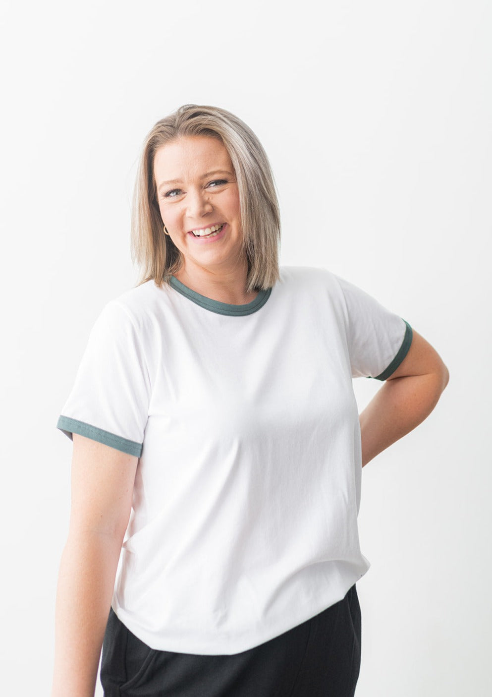 Le t-shirt Perfect Ringer en blanc/palme