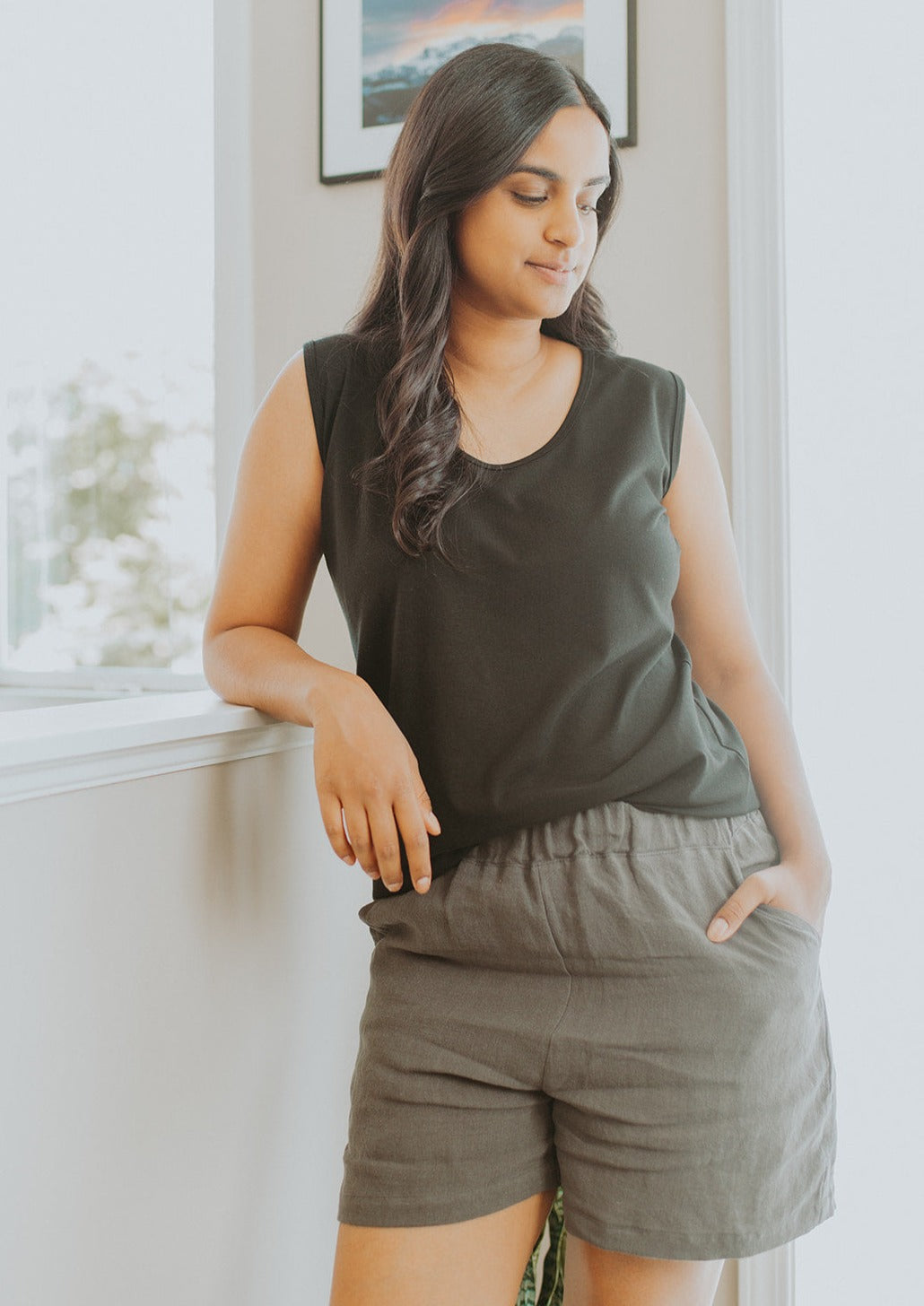 Le short en lin anthracite