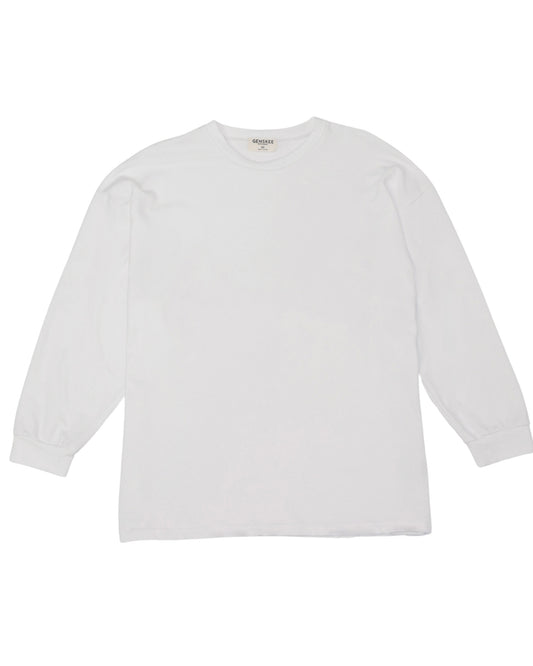 The Easy Fit Crew Long Sleeve T-Shirt in White, made in Canada, unisex, gender neutral, sustainable, modal cotton fabric. - Genskee Apparel